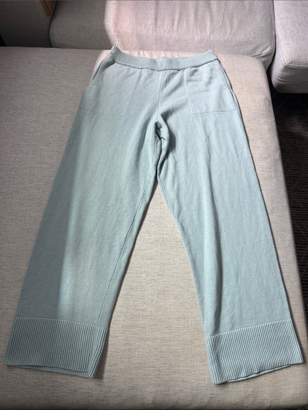 Free People Beach Wide-Leg Knit Pants in Mint